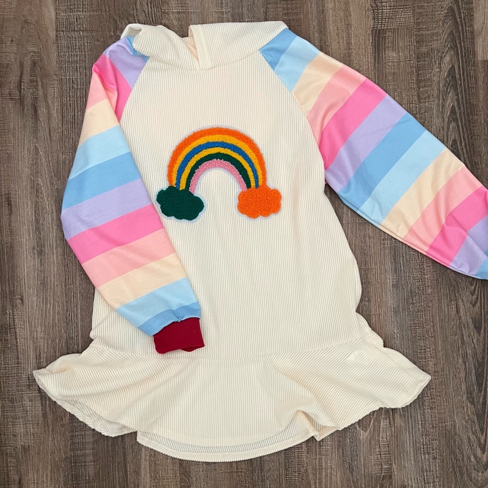 hooded Rainbow Dress (size 5-6)
